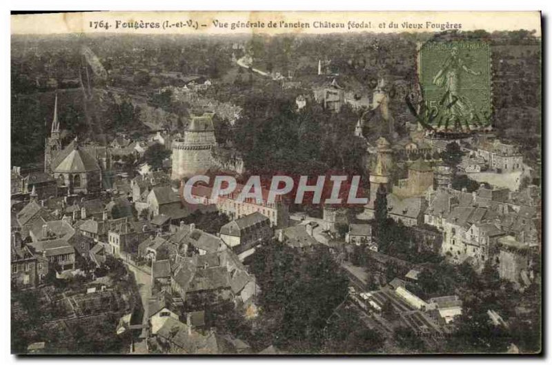 Old Postcard Fougeres General view of the old and the old Chateau fedoal Foug...