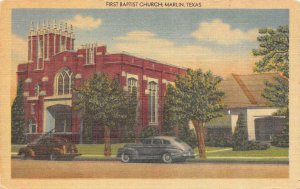 MARLIN, Texas TX   FIRST BAPTIST CHURCH  Falls County ca1940's Vintage Postcard