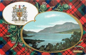 Postcard Scotland UK 1930s MacDuff Crest Tartan shield UK24-3319