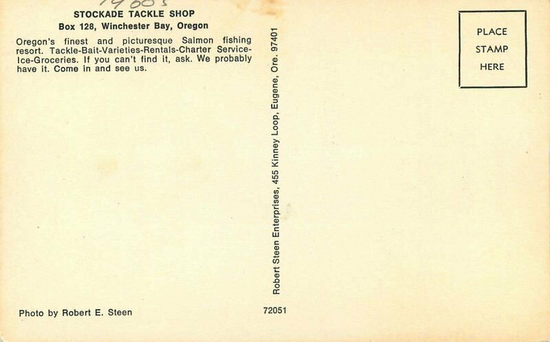 Oregon Winchester Bay Stockade Tackle Shop 1960s Steen Postcard 22-3730 |  United States - Oregon - Other, Postcard