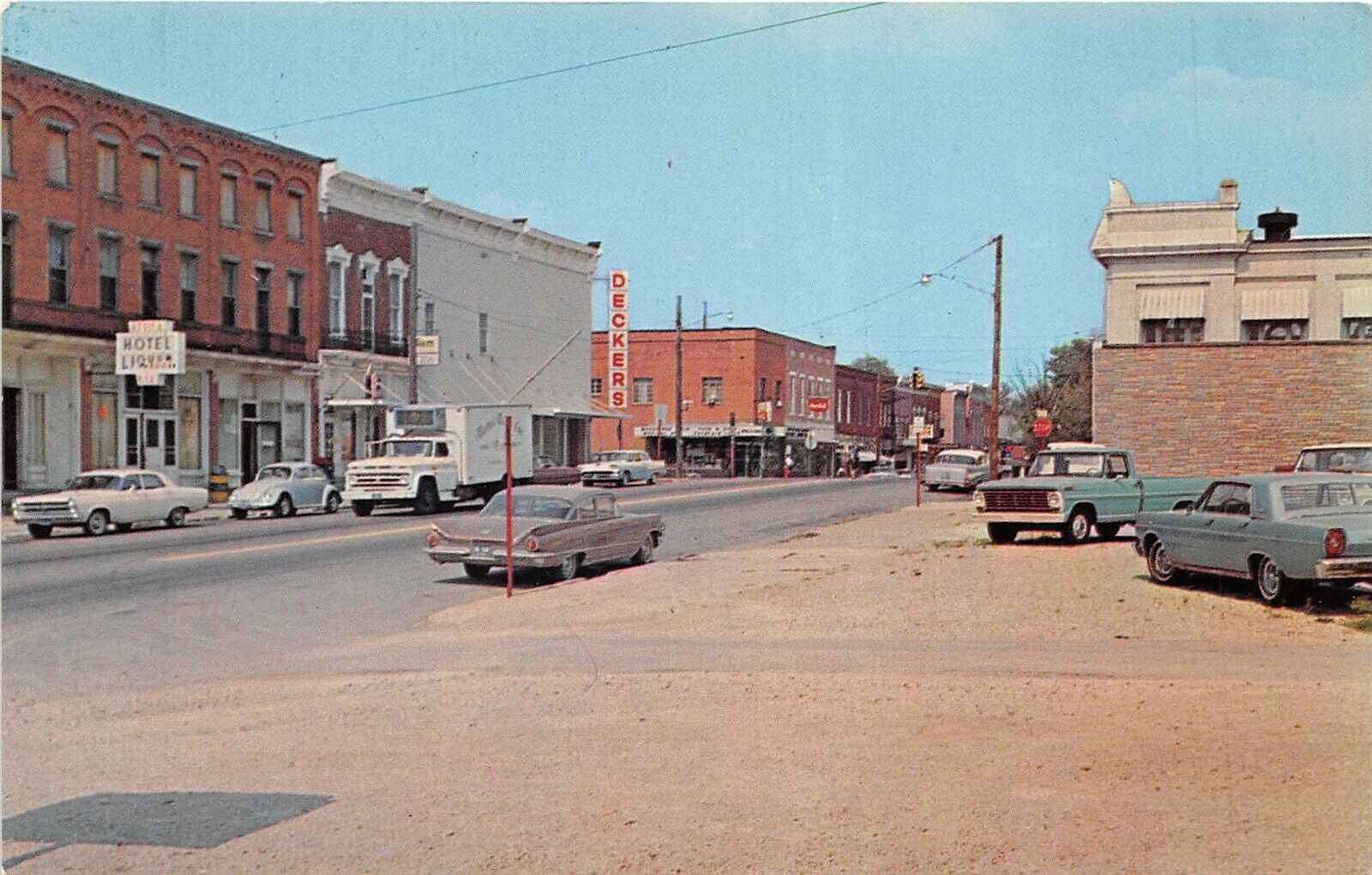 Attica Ohio 1960s Postcard Main Street Cars Trucks Hotel Seneca County