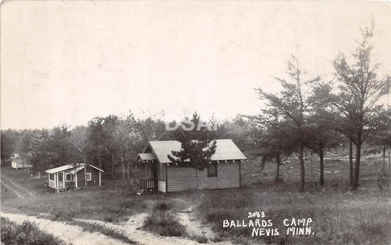 Minnesota Mn Real Photo RPPC Postcard 1934 NEVIS Ballards Camp Cottages