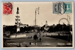 Austria Postcard Tegetthoff Monument Vienna Ferris Wheel c1920's RPPC Photo