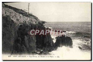 Postcard Old Approx Nice Cap Ferrat Rocks and Lighthouse