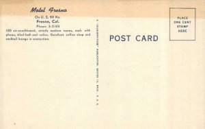 FRESNO, California CA ~   MOTEL FRESNO & Coffee Shop  ROADSIDE  Linen Postcard