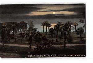 St Petersburg Florida FL Postcard 1907-1915 Braaf Residence by Moonlight