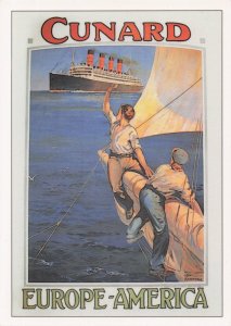 Cunard Ship Europe America Travel Advertising Poster Postcard