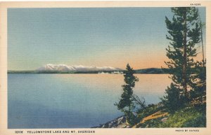 Yellowstone National Park WY, Wyoming - Yellowstone Lake and Mt Sheridan - Linen