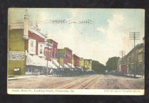 PRINCETON ILLINOIS DOWNTOWN MAIN STREET SCENE VINTAGE POSTCARD 1911