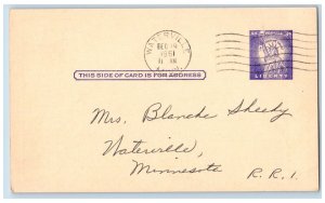 Des Moines Iowa IA Blue Rapids KS Postal Card Watrous Nursery Co. Order 1907