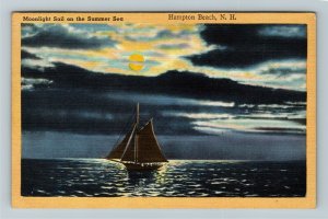Hampton Beach NH-New Hampshire, Scenic Lake Greetings, Linen c1947 Postcard 