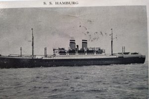 Ship Boat Postcard SS Hamburg Steamer  1937 New York Cancel Manhattan Post Card