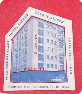 GERMANY FRANKFURT HOTEL PALACE VINTAGE LUGGAGE LABEL