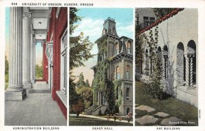 Eugene OR   UNIVERSITY OF OREGON Admin~Deady Hall~Art Building ca1920's Postcard