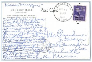 1953 Concert Hall Joslyn Memorial Art Museum Omaha Nebraska NE Vintage Postcard