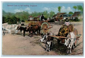 c1910 Bullock Carts in Full Loading Singapore Unposted Antique Postcard