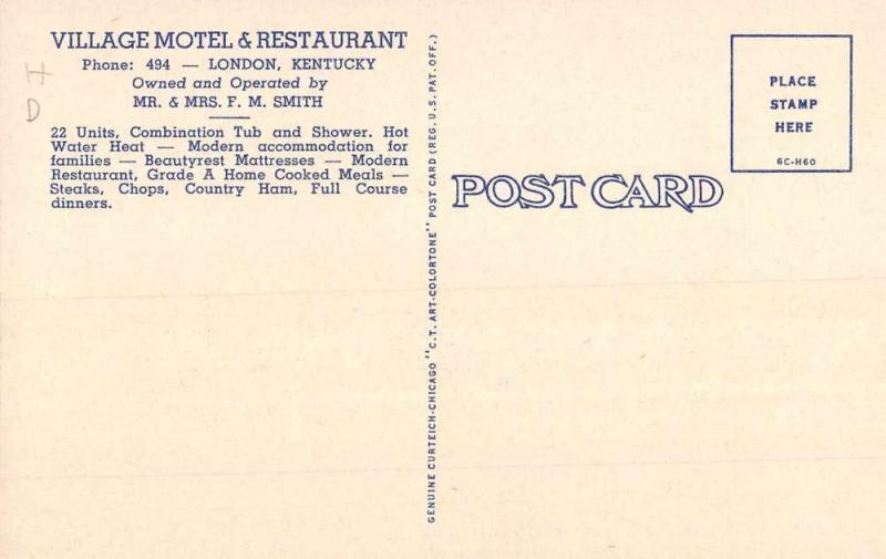London Kentucky Village Motel Street View Antique Postcard K88177