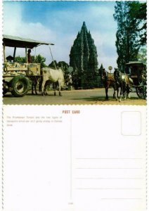 CPM AK The Prambanan Temple and the two types of transports INDONESIA (730274)