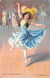 Lady Dancing At the Carnival La Paloma Vintage Postcard AA70453