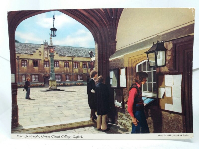 Students Checking Results Board Corpus Christi College Oxford Vintage Postcard