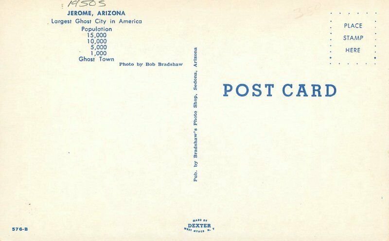 Arizona Jerome Ghost City Airview Bradshaw Dexter Postcard 21-12148