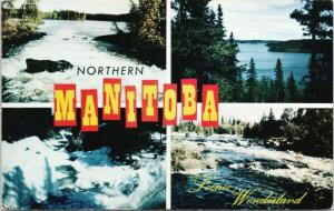 Northern Manitoba MB Multiview Grassy River Wekusko Falls c1972 Postcard D84