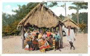 Vintage Postcard Florida Seminole Indians And Thatched Huts Asheville Post Card