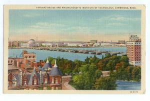 Harvard Bridge & MIT,Cambridge, Massachusetts, MA 1949 Linen