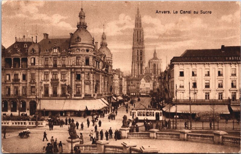 Belgium Antwerp Anvers Canal Au Sucre Vintage Postcard 03.20 