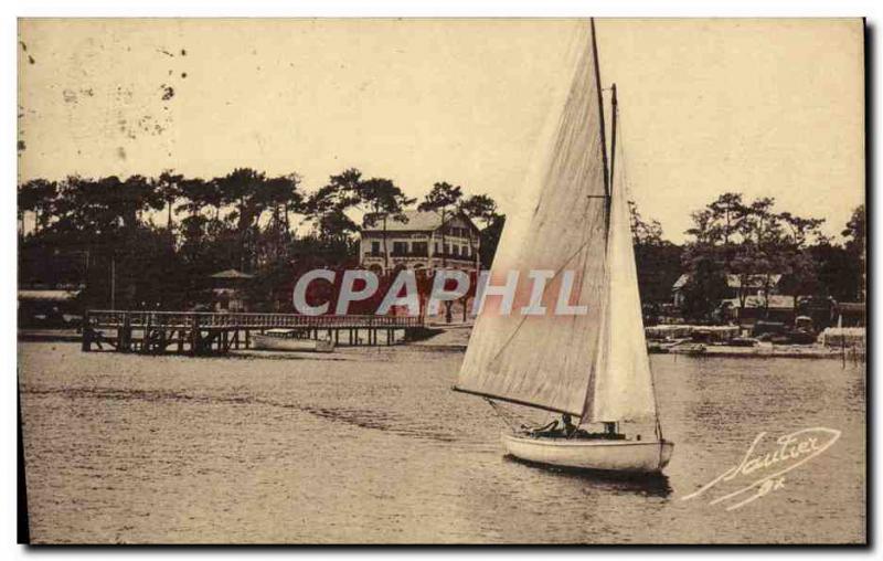 Postcard Old Sailboat Boat Basin & # 39Arcachon Debarcadere and & # 39hotel R...