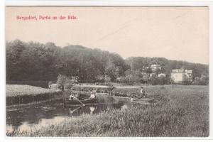 Boating on Bille River Bergedort Hamburg Germany 1910c postcard