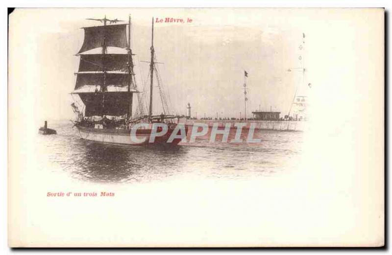 Old Postcard Le Havre output d & # 39un three-masted boat