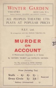 Murder On Account Dorothy Dix Mystery  London Winter Garden Theatre Programme