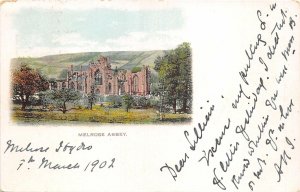 br109784 melrose abbey scotland  uk litho