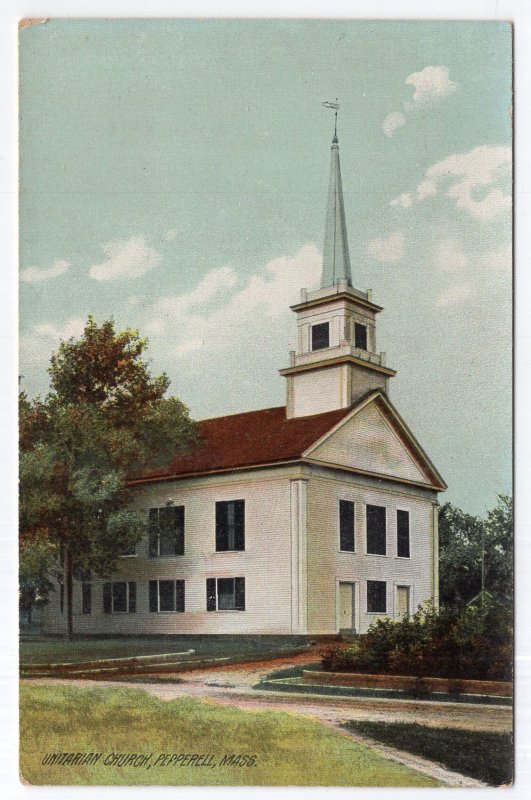 Pepperell, Mass, Unitarian Church, Rotograph
