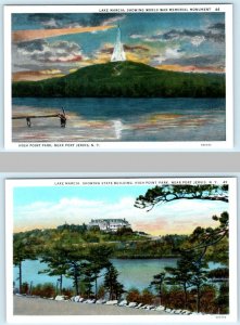 2 Postcards PORT JERVIS, NY ~ Lake Marcia WORLD WAR MEMORIAL High Point Park