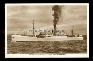 ca0206 - Ellerman Cargo Ship - City of Canterbury , built 1922 - postcard