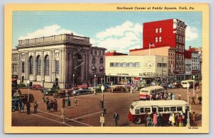 Northeast Corner Of Public Square York Pennsylvania Broadway & Building Postcard