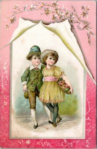 Trade Card - Woolson Spice - Boy and Girl with arm around each other