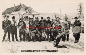 Native American Tagish Indians, RPPC, Potlatch Dance, Carcross Yukon Territory