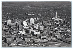 Lincoln Nebraska NE Postcard RPPC Photo Aerial View Of Down Town 1948 Vintage
