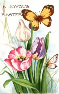 Butterflies A Joyous Easter With Butterfly and Tulips