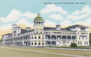 Illinois Zion The Zion Hotel and Zion Nursing Home Curteich