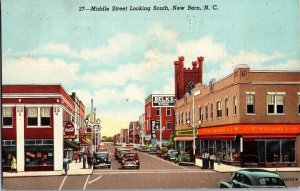 Middle Street Looking South, New Bern NC c1951 Vintage Postcard L67