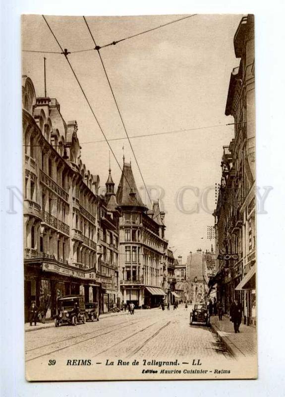 191265 FRANCE REIMS Rue de Talleyrand CARS Vintage postcard