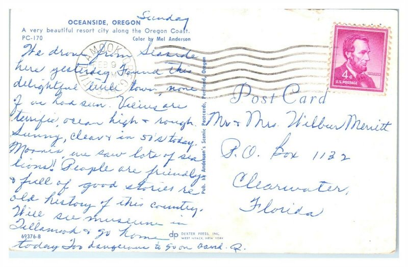 1964 Oceanside, OR Postcard *6L(2)18