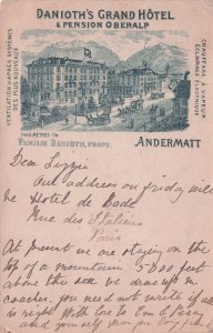 Danioth's Grand Hotel Andermatt Switzerland Resident Old Postcard