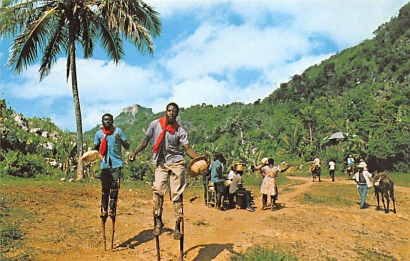 Voodoo and Stick Dancers on Road to Citadel Haiti Unused 