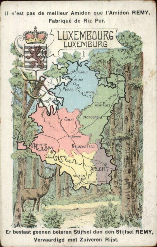 Map of Luxembourg REMY Advertising c1910 Postcard