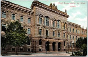 VINTAGE POSTCARD THE ROYAL MUSIC CONSERVATORY AT LEIPZIG GERMANY c. 1910